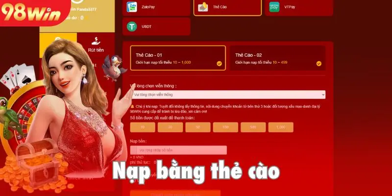 Nạp tiền bằng thẻ cào điện thoại